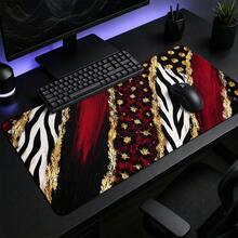 1pc Luxury Animal Print Patchwork Desk Mat, Multi-Purpose Vanity Table Protector, Nail Art Mat, Large Desktop Mouse Pad For Women Bedroom & Gaming Desk, S/M/L/XL - View 2