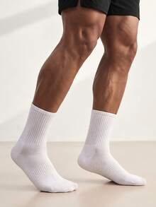 Driftmere 1/5 Pairs Mens Black White Sports Crew Socks, Solid Breathable Casual Athletic Socks, Comfortable Mid Calf Socks For All Seasons - Multicolor - View 14
