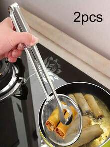2/1pc Stainless Steel Perforated Strainer/Soup Spoon, Deep Fry Oil Filter Spoon, Food Oil Drainer, Tofu Powder Filter - Multicolor - View 9