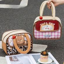 1pc Double Layer Insulated Lunch Bag, Handheld Meal Box, Breakfast Thermal Bento Bag With Thickened Aluminum Foil For Office Workers - Multicolor - View 2