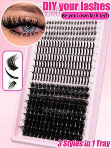 312pcs Upper & Lower Eyelash Clusters, Mixed Spiky DIY False Eyelashes, Thin & Fluffy Lash Clusters, Mixed Length Voluminous Lash Extensions, Lightweight Natural Look, Suitable For Daily, Party, Date, Christmas, Holiday Makeup - D - View 3