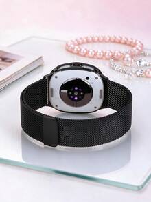 Loop 磁吸米蘭式錶帶 + 水鑽鑲嵌錶殼，相容 Galaxy Watch9/8 40mm 44mm，柔軟透氣貼身可調節金屬網狀錶帶，時尚奢華防震硬 PC 錶殼，相容 Galaxy Watch 女款休閒運動商務派對錶帶與錶殼套組，易佩戴，舒適耐用 - 米蘭錶帶+鑲鑽錶殼-黑色 - 查看 2