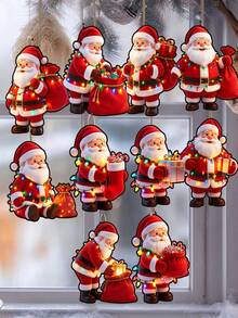 20pcs Santa Claus Christmas Hanging Decorations, Classic Holiday Element Printed Design Ornaments, Great Choice For Christmas And New Year Decor And Gifts, Suitable For Christmas Tree - Santa Claus Wooden Ornament - View 2