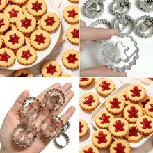 9pcs Christmas Theme Mini Stainless Steel Cookie Cutter Set, Small Hollow Cookie Cutters With Wavy Edges In Heart, Star, Christmas Tree And Gingerbread Man Shapes, Suitable For Making Jam-Filled Cookies - View 4