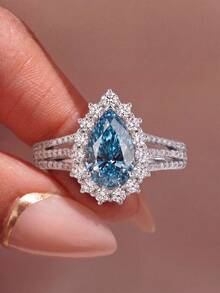 1pc 5-Row Cubic Zirconia Inlaid Ring, Suitable For Women's Daily Wear And Party Accessory, High-Quality Jewelry Gift - Five Rows Of Full Diamonds - View 2