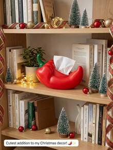 Christmas Chili Pepper Shaped Tissue Box, Adds Lively And Interesting Desktop Decor With 3D Curved Chili Pepper Design, Reduces Visual Clutter From Exposed Tissue Packaging, Conceals Tissue Box With Outer Shell And Maintains Easy Access Via Top Opening, Naturally Combines Daily Tissue Use With Fun Home Decor, Suitable For Living Room, Bedroom, Dining Room And Kitchen - Christmas Decorative Tissue Box - View 8