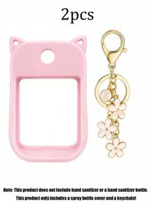 2pcs/1pc/Set (30ml) Hand Sanitizer Spray Protective Cover, 26 Flower & Letter Pearl Decor Spray Bottle Charm, Silicone Mouse Ear Shaped Spray Bottle Anti-Fall Protective Case, Perfume Bottle, Travel Bottles - Pink - View 19