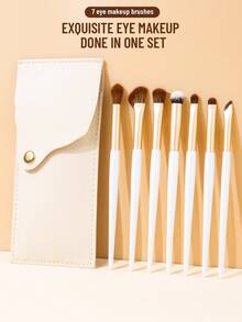 SEPROFE 7Pcs Semi Fan Eyeshadow Brush Set, Eye Makeup Brushes Including Nose Contour Brush, Concealer Brush And Eyeliner Brush, Super Soft Fibers For Eye Application, Premium Texture Handle, Daily Eye Makeup Tools - Beige - View 1