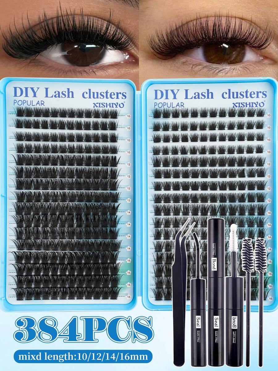 384pcs Single Eyelash Extensions, Eyelash Tray, Cluster False Eyelashes, DIY Home Eyelash Extensions, Cluster False Eyelashes, Single False Eyelashes, False Eyelashes, Natural Eyelashes Vs Thick Eyelashes, Aesthetic
