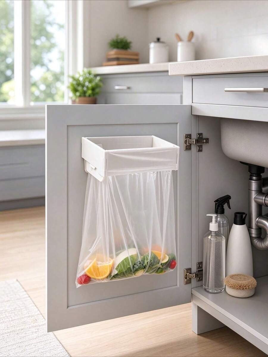 1/2/3pcs Portable Trash Can, Kitchen Cabinet Door Trash Rack, Hanging Trash Can, Foldable Trash Can, Bathroom Trash Can, Kitchen Accessories, Bathroom Accessories - Hanging Trash Can - View 1