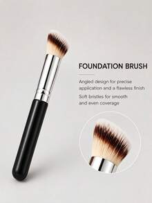 Makeup Brush Set, Soft Face Makeup Brushes With Black Handles, Angled, Flat And Rounded Brush Heads For Foundation, Blush, Powder And Concealer, Cosmetic Brushes For Women, Girls, Beginners, Daily Makeup And Travel - Multicolor - View 2