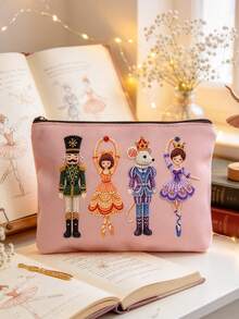 2D Christmas Theme Nutcracker Makeup Bag, Includes Christmas Ballet And Other Elements, Holiday Gift Bag, Toiletry Bag, Multi-Functional Bag, Suitable For Commuting, Back To School, Travel, And Other Occasions (2D Printed Pattern) - Multicolor - View 6