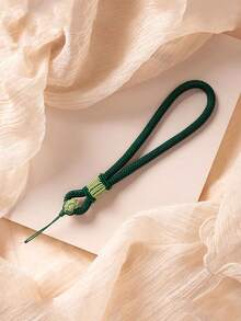 1pc Dragon Scale Pattern Phone Lanyard, Handmade Braided Short Rope, Decorative Accessory Lanyard, Bag Camera Keychain Wrist Strap, Thick Thread Head Resistant To Breaking, Suitable For Daily Wear - Dark Green - View 5