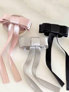 1pc Women's Fashion Elegant Bow Ribbon Hair Clip Claw - Multicolor - View 3