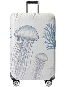 1pc Blue Shell,Starfish,Octopus Print Luggage Cover, Fits 18-32 Inch Suitcases. Stretchable, Scratch-Proof & Dustproof, Stylish Decoration For Luggage - Multicolor - View 8