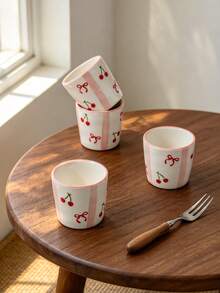 1 Teapot 4 Cups Set, INS Style Cute Handmade Ceramic Teapot And Teacup Set, Hand-Painted Cherry Line Teapot And Teacup, Coffee Pot Afternoon Tea Cup Gift Box Set, Highly Attractive Gift - Multicolor - View 5