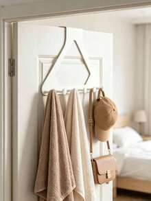 2pcs Upgraded Triangle Door Hooks,Over-The-Door Coat Rack,No-Drill Storage Shelf,Hanging Clothes Rack,Kitchen And Closet,Wardrobe Storage Rack,Decorative Storage,Decorative Hanging,Home Decor,Dorm Storage,Storage,Halloween,Christmas,Housewarming Gift - Multicolor - View 6