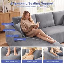 OYAJIA 240cm Boneless Couch, Compressed Sofa For Living Room L-Shaped Modular Left Hand Facing Sofa Chaise Sectional With High Polymer Sofa Fabric, Memory Foam, No Assembly - Grey - View 4