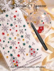 1pc Christmas Theme Rhinestone Decor Sticker Set With Tweezers, 3D Acrylic Hollow Self-Adhesive Rhinestone Stickers, Santa Claus, Christmas Tree, Snowflake, Gift Sock, Snowman, Christmas Hat, Candy Cane And More Christmas Patterns, Suitable For Phone, Water Cup, Camera, Earphone, Greeting Card, Gift Packaging, Photo Frame, Photo Album, Notebook, Aromatherapy Cup And More - one-size - View 18