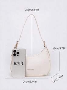 Pink Crossbody Bag, Minimalist & Versatile, Decorated With Delicate Cherry Pendant, Fashion Travel Essential. Crescent Moon Bag, Y2K Underarm Shoulder Bag - White - View 7