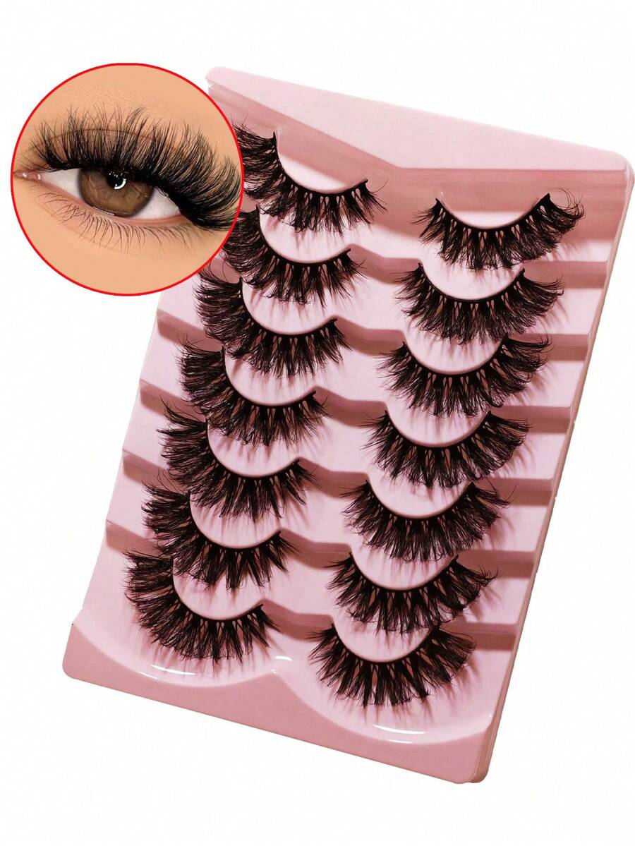 7 Pairs Russian Volume Curly Eyelash Extensions, Winged Tail Style - Black - View 1