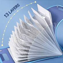 13-Layer Accordion File Folder A4 Document Storage, Multi-Pocket Expanding File Bag For School, Office, University, Exam Papers, Receipts, Bills - Portable Vertical File Holder - View 2