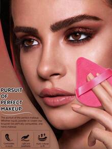 50/40/5/1pc Triangular Makeup Sponge, Reusable Multi-Functional Makeup Tool, Suitable For Liquid Foundation, Primer, BB Cream, Sunscreen, Cushion, Blush, Etc., Perfect Alternative To Makeup Brushes, Hands-Free, Travel And Home Essential - Hot Pink - View 3