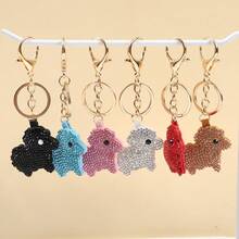 1 buah Gantungan Kunci Anjing Berkilau dengan Rhinestones, Gantungan Kunci Anak Anjing Lucu Berkilau untuk Tas Tangan, Kunci Mobil, Hadiah untuk Remaja dan Wanita - MultiWarna - View 2