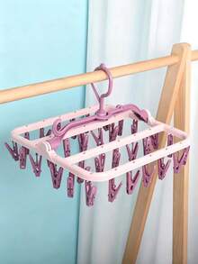 Multi-Functional Folding Drying Rack, For Drying Socks, Underwear, Towels, Windproof Folding Hanger, Compact And Convenient Drying Rack - Random Color Sent - View 3