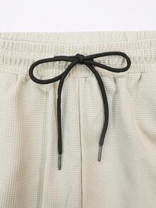 Men's Waffle Texture Jacquard Shacket And Pants Set - Apricot - View 9