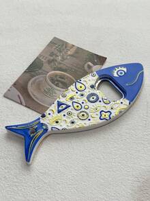 Ins Style Fashion Large Fish-Shaped Evil Eye Pattern Gold Foil Embossed Dual-Use Bottle Opener Refrigerator Magnet, Suitable For Home Decor, Daily Use And Holiday Gifts - Fish-shaped - View 14