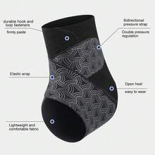 1pc Adjustable Ankle Compression Sleeve, Ankle Joint Support Wrap, Sports-Specific Design, Ultra-Thin Breathable Fabric - Black - View 9