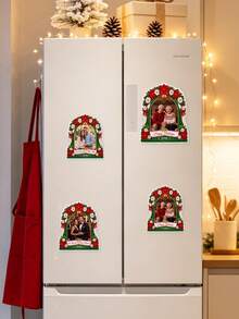 Custom Personalized Photo Christmas Fridge Magnets, Personalized Name Family Photo Fridge Stickers, Custom Holiday Commemorative Decorations, Christmas Gifts For Couples And Families, Home Holiday Decoration Magnets, Kitchen Decor, Home Decor, - Multicolor - View 3