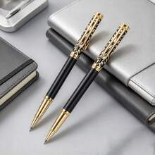High-End Black Gold Embossed Neutral Pen / Elegant Metal Business Gift Signature Pen / Creative Metal Bead Pen / Smooth Writing - Suitable For Office Advertising Pens / Student Writing Pens - Pen - View 4