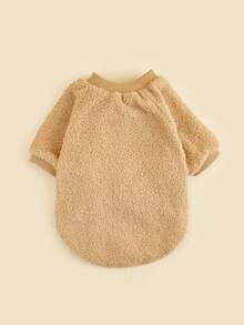 Brown Cute Bear Plush Pet Jacket, Warm For Autumn/Winter, Snap Button Design For Easy On/Off, Suitable For Small To Medium Dogs And Cats, Home Or Outdoor Wear, Pet Autumn/Winter Outfit - Brown - View 6