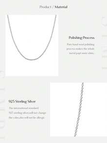 MODIAN 925 Sterling Silver Sparkle Bead Chain Choker Necklace For Women Dainty Thin Glitter Link Chain Stackable Basic Jewelry - Silver - View 5