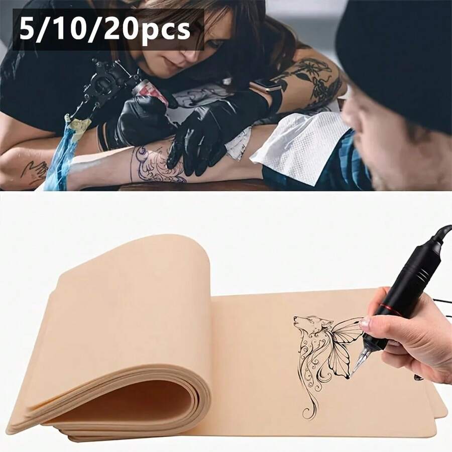 Set med blank övningshud för tatuering, 5/10/20 st dubbelsidig 6x8 tum, 1 mm tjock temporär hud för tatueringar och microblading av ögonbryn - Aprikos - Visa 1