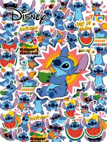 50PCS New Stitch Cartoon Series Printed Stickers, Notebook, Water Bottle, Luggage, Laptop, Cartoon Planner Decorative Stickers - Multicolor - View 1