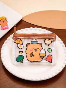 XD Capybara Series Children's Coin Purse/Card Holder, Perfect For Coin Storage/Lipstick/Earphones/Cards/Keys Storage, Shopping Essential, Cosmetic Storage, And As Party, Thanksgiving/Halloween Gift - Multicolor - View 9