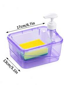 Press-Type Soap Dispenser Bathroom Refillable Bottle Brush Soap Dispenser Soap Dispenser Bathroom Kitchen Cleaning Soap Dispenser Soap Dispenser Box Press-Type Detergent Box Square Sponge Brush Box Divided Storage Box Kitchen Essentials Bathroom Decor - Multicolor - View 12
