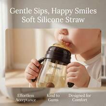 Gelas Sedotan PPSU, Gelas Minum Anti Kolik dengan Sedotan dan Pegangan untuk Bayi dan Balita, -300ML - Coffee Brown - View 5