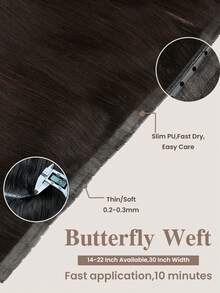 Ink Black Hole Weft Human Hair Extensions Straight Hair Double Label Butterfly Weft Natural Invisible Hole Weft Micro Ring Human Hair Extensions Seamless PU Tape Hair Extensions - Natural Black - View 11
