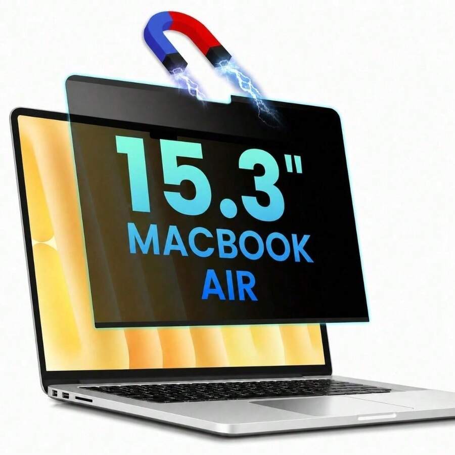 Magnetic Privacy Screen Protector For Macbook Air 15 Inch (2023-2025, M2, M3, M4, M5) - Removable Anti-Glare Privacy Filter For Laptop, Suitable For Office, Airport, Cafe And Other Public Places - View 1