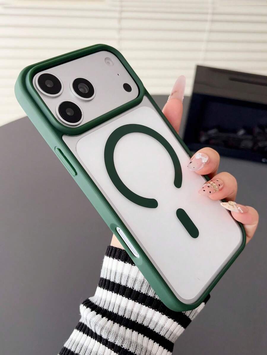 深綠色透明磁吸手機殼，適用於 iPhone 18 Pro Max/18 Pro/18/17 Pro Max/17 Pro/17/16 Pro Max/16/16 Pro/16 Plus/11/15/15 Pro/15 Pro Max/12/13/14 Pro Max/12 Pro/12 Pro Max/13 Pro/13 Pro Max/14 Pro/14 Pro Max/14 Plus，抗黃變硬殼