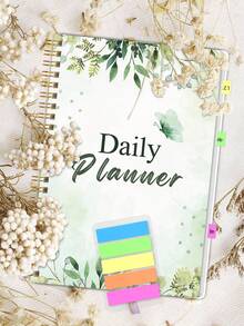 1pc Floral Spiral Notebook/Daily Planner, 108 Lined Pages, 5 Color Tabs, Date & Weather Record, 100GSM Paper For Journaling, Study & Work, Office Desk Accessories, Christmas Gifts, Bible Study Materials - Rectangle - View 11
