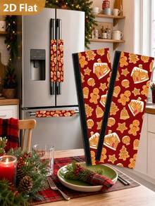 1/2Pcs Christmas Refrigerator Handle Covers, Gingerbread Man, Christmas Tree, Bell Pattern, With Hook & Loop Fastener, Suitable For Refrigerator, Oven, Microwave, Dishwasher, Christmas Holiday Kitchen Decoration - View 8