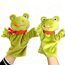 1Pc Cute Green Frog Hand Puppet Plush Toy Kindergarten Puppet Show Prop Storytelling Role Play Interactive Teaching Aid Soft Short Plush Movable Hands Christmas Birthday Gift Random Style - Multicolor - View 2