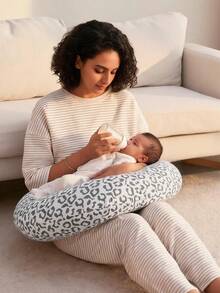 Leopard Print U-Shaped Nursing Pillow Soft Support Breastfeeding Pillow Multifunctional Pregnancy Belly Support Backrest Pillow Baby Nursing Feeding Waist Support Cushion - Grey Leopard Print - View 6