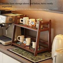 1pc Multifunctional Double Layer Desktop Organizer, Office Desk Organizer, Home Small Storage Rack, Tabletop Bookshelf, Cosmetic Storage Rack, Kitchen Storage Rack - View 3