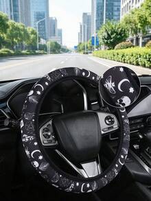 1PC Ice Silk Skull Cartoon Print Steering Wheel Cover, Universal All-Season Car Accessory - Multicolor - View 3
